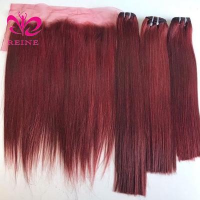 China Cuticle Aligned 12A to Grade Best Quality Raw Cuticle Aligned Hair Bundles 99J Color Vendors Vietnam Hair Double Drawn Hair Bone Directly for sale