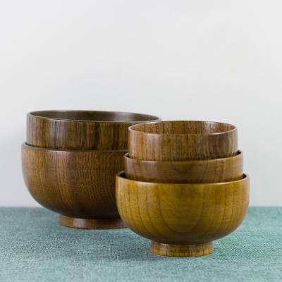 China Home Viable Multi Size Soup Bowl Salad Noodle Wooden Round Rice Bowl for sale