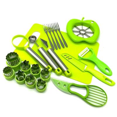 China Sustainable Amazon Hot Sales 30pcs Kitchen Fruit Carving Garnishing Tool Kit, 12pcs Fruit Cutter/Banana Slicer/Watermelon Slicer/4pcs Fruit for sale