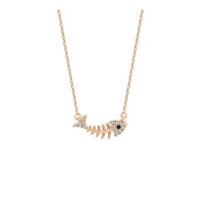 China Cute Hot Sale Luxury Indifferent 18K Gold Plated Fishbone Necklace Ladies Gift for sale