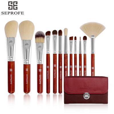 China Angular Blush 12 Makeup Brush Set Portable Wooden Soft Handle Makeup Brush Set Hair Makeup Brushes Beauty Tools for sale