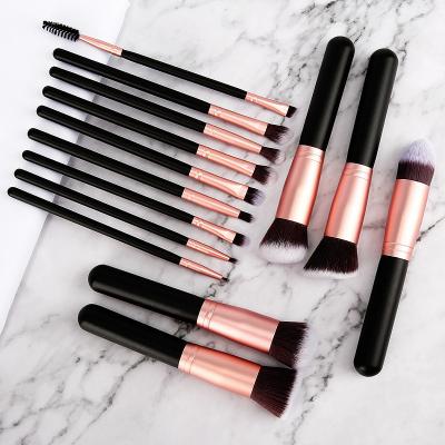 China Angular Blush New Makeup 14 Brush Set Wooden Handle Makeup Brush Beauty Tool for sale