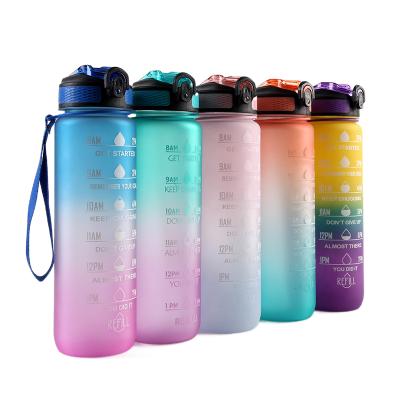 China 2021New Water Cup Summer Red Bright Color Value Fitness Sports Cup Minimalist Gradient Color Sports Plastic Bottle for sale