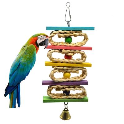 China Viable Hot Sale Parrot Toys Supplies Pet Bird Chewing Toy Bite Corn Strips Wooden Safety Beads Colorful Mahua Climbing for sale