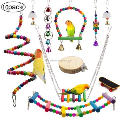 China Top Selling Viable 10 Pack Bird Toys Dangle Chewing Toys Parrot Toys Dangle Bell Toys Suitable for Small Parakeets, Cockatiels, Conures for sale