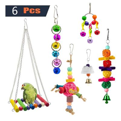 China 6pcs Viable Parrot Toys Bird Chewing Application Metal Toy Small Animals Material Pet Toy For Parrot Bird for sale