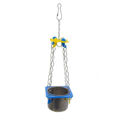 China Viable Small and Medium Parrot Supplies Bird Toys for Cage Hanging Acrylic Stainless Steel Bird Food Feeding Cup Set for sale