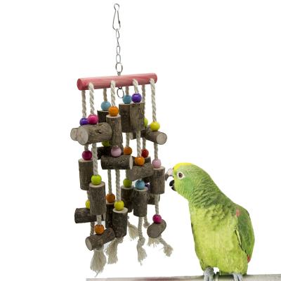 China Viable Wholesale Large Log Bird Chewing Toy Cotton Rope Log Chewing Twine Medium Large Log Blow String Parrot Toys 520g for sale