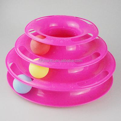 China Hot Sale Motorized Interactive Stocked Cat Toy Four-Layer Track Cat Turntable 4 Layers Plastic Funny Pet Playing Scratch Tunnel Balls for sale