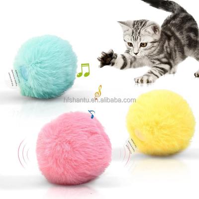 China Stocked Realistic Animal Chirping Fun Kitty Kitten Catnip Cat Noises Kicker Toys 3 Fluffy Cat Ball Toys Interactive Chirping Plush Toy for sale