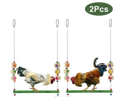 China Toy-Colored Chicken Cage Accessories Toy Handmade Bird Swing Toy 2 Packs Wooden Chicken Swing Stand Perch Chicken Cage Viable for sale