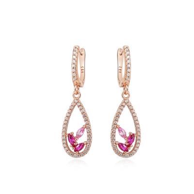 China Cute Jewelry New Design Jewelry Red Rose Gold Gemstone Earrings for sale