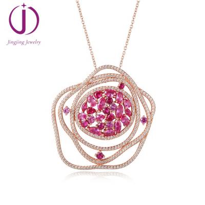 China CLASSIC Pink Zirconia Pendant Necklace Eye Shaped Rose Gold Plated Pendant Luxury Pendant For Women for sale