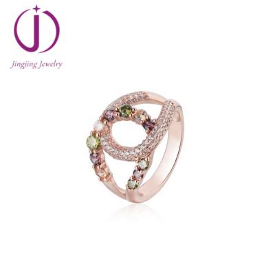 China Jingjing Wholesale 18k Silver Rose Gold Plated Jewelry 925 Silver Gemstone Ring For Girls for sale