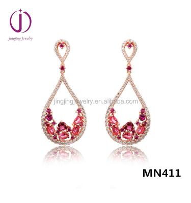 China China factory china factory china jewelry big size fire red stone 925 sterling silver 2017 fire earring Guangzhou manufacturer for sale