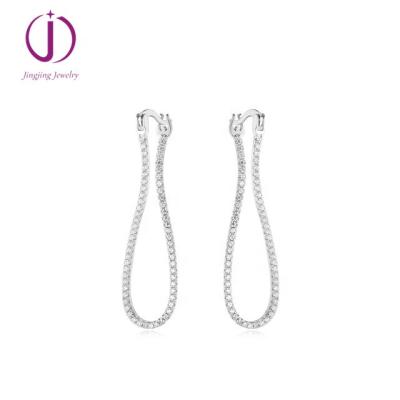 China jingjing jewelry silver rhodium plated oval handmade long earring clip earring for women for sale