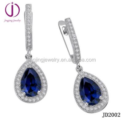 China China China Micro Guangzhou Manufacturer Pave Turkish Style Silver Earring In Blue CZ Stone for sale