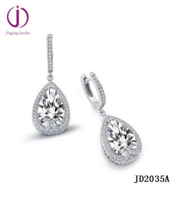 China Guangzhou Manufacturer Of China Bridal Wedding Jewelry Beautiful Dangle 925 Silver Teardrop Earring for sale