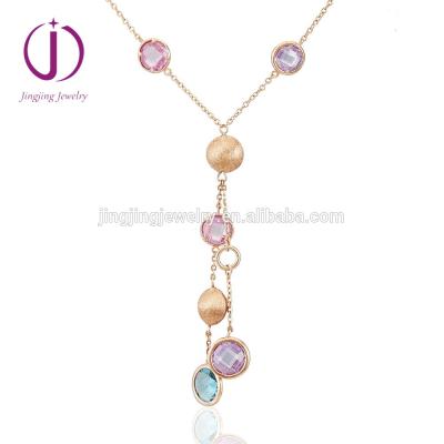 China China Fashion Italian Design 925 Gemstone Jewelry 18k Sterling Silver Gold Plated Necklace Guangzhou Manufacturer for sale