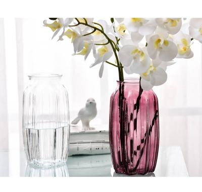 China Home Decoration Tall Borosilicate Glass Octagon Vase Floor Standing Minimalist European Style Vase for sale