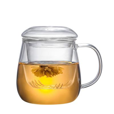 China Disposable Glass Tea Cup with Infuser and Lid Tea Moving Mug for Gifts for sale