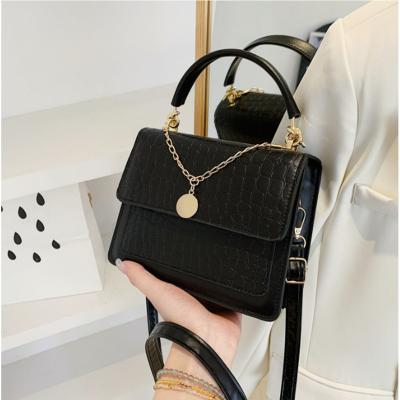 China Fashion Snake Design Bag Black Crocodile Pattern PU Leather Bag Sengang High Quality Smooth Handbag For Women for sale