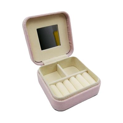 China Portable Jewelry Storage Jewelry Gifts Organizer Small Boxes Mini Case for Women Girls Travel Jewelry Packaging Box with Mirror for sale