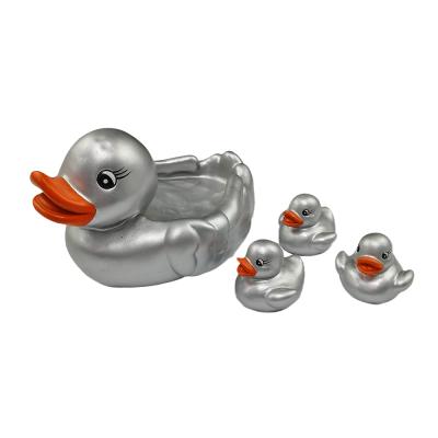 China Eco-Friendly Preschool Bath Toys Baby Wash Shower Rubber Floating Squeaky Toy For Toddler Kids Bath Duck Toys for sale