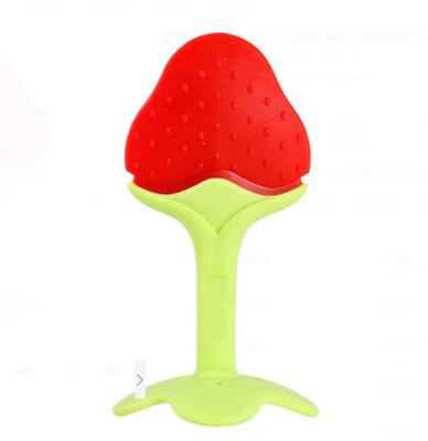 China 100%Food Grade Silicone Teether Realistic Looking Infant Fruit Toddler Teething Toy Teether Stick for sale