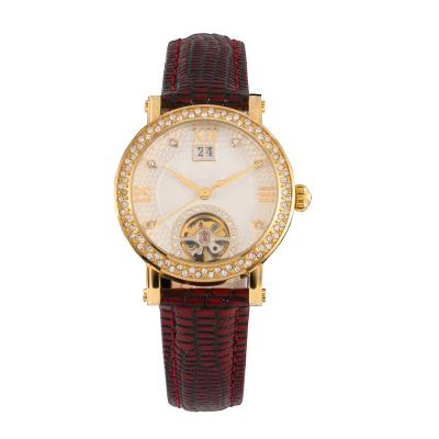 China Full Calendar OEM Lady Leather Stainless Steel Automatic Mechanical Watch for sale