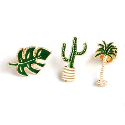 China All Around the World China Stock Soft Enamel Monstera Deliciosa Manufacturer and Cactus Lapel Pin for sale