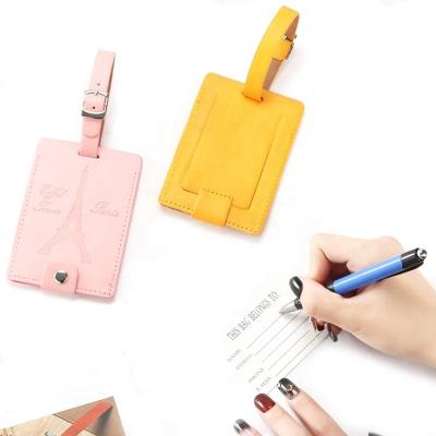 China Wholesale Embossed Leather/PU/PVC Eiffel Tower Logo Wedding Gifts Colorful PU Plane Travel Luggage Leather Tag for sale