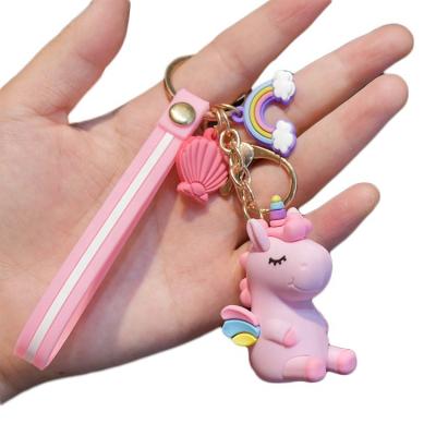 China Wholesale High Quality Colorful PVC Unicorn Rubber Keychain for sale