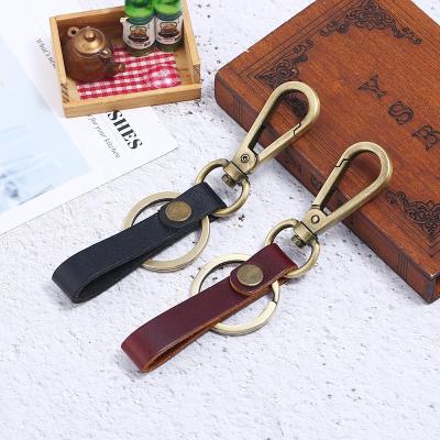 China Wholesale Metal Bareback Genuine Cow Leather Car Key Chain Key Chain For Promotional Gifts for sale