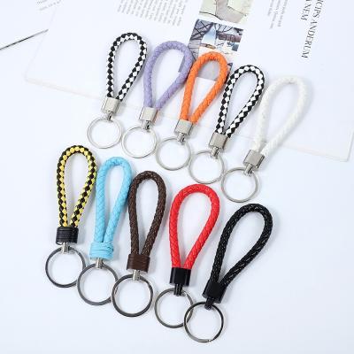 China Wholesale Metal Promotion Gifts PU Car Woven Leather Key Chain for sale