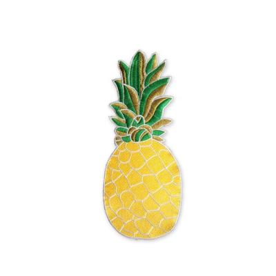 China wholesale 3D iron on custom heat transfer pineapple embroidery patch for clothing for sale