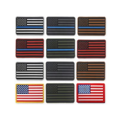 China High Quality Stock 3D Custom Colors Tactical USA American Country Flag Soft PVC Patches for sale