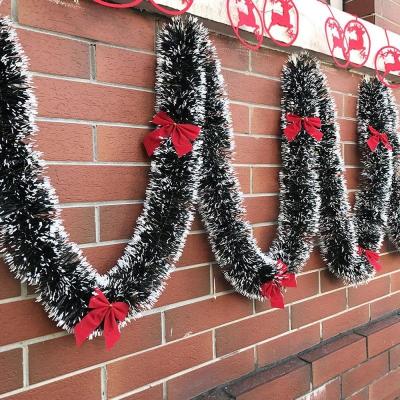 China Ribbon Garland Christmas Tree Ornaments White Cane Tinsel Dark Green Xmas Fabric Supplies 2M Outdoor Christmas Decoration for sale