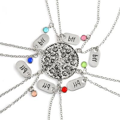 China Fashionable Hot Selling Creative Piece Jewelry Best Friend Pizza Antique Silver Necklace Pendant Forever for sale