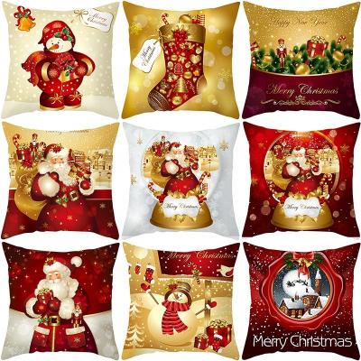 China Anti Dust Mite Christmas Cushion Cover Merry Christmas Decorations For Home Christmas Ornament 2022 Pillowc Noel Xmas Gifts Happy New Year 2021 for sale