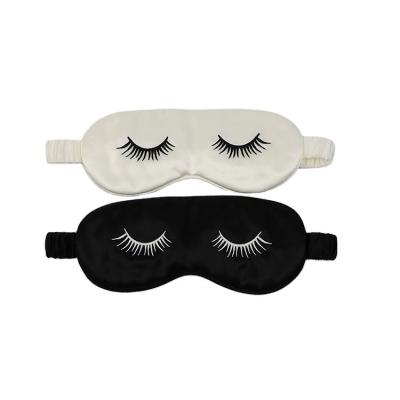 China Factory wholesale price 100 Anti-puffiness sleep mask embroidery eyelash eyelash silk black eye mask for sale