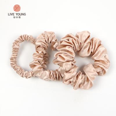 China Fashion Hair Scrunchies Satin Silk Hair Scrunchie With Logo Factory Wholesale Custom Mulbery 100% Silk for sale