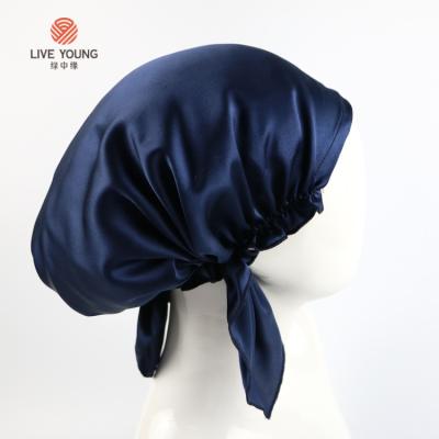 China Fashion Custom Anti-Aging Anti-Static Silk Hair Hood With Adjustable Tie Wholesale Silk Hoods For Hair for sale