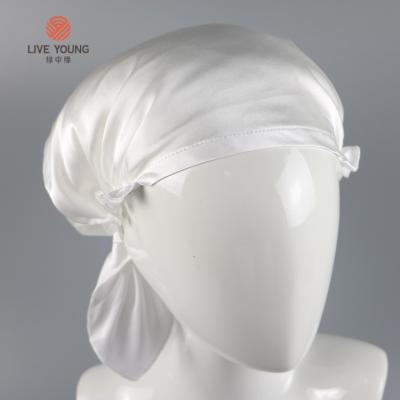 China Fashion fashion high quality wholesale 100% silk hat hood hair care sleep cap pure silk sleep cap for sale