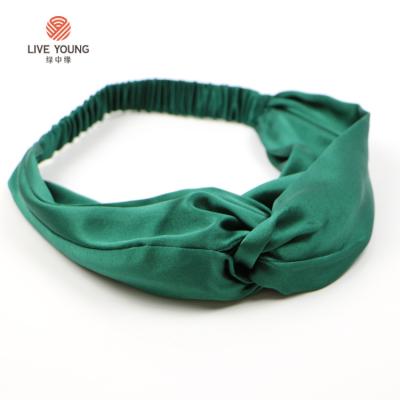 China Fashion Factory Price Custom Design Mulberry Silk Hair Band Elastic Headband 100% Twisted Turban for sale