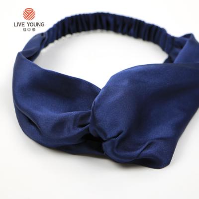 China Fashion custom LOGO pure silk head wraps hair band solid color custom beauty silk accessories for women for sale