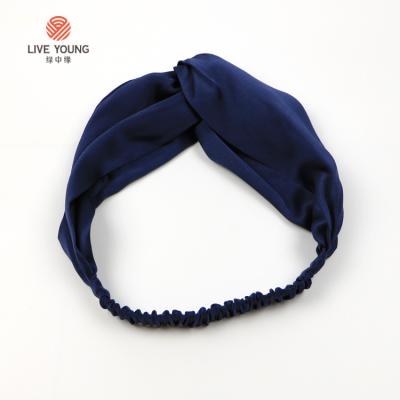 China 2020 Fashion Women Cross Headbands Solid Color Silk Elastic Headband Twisted Turban Head Wrap Hot Selling for sale