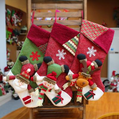 China Super Soft Christmas Decoration Socks Christmas Gifts Socks Bag Hanging Old Man Snowman Deer for sale