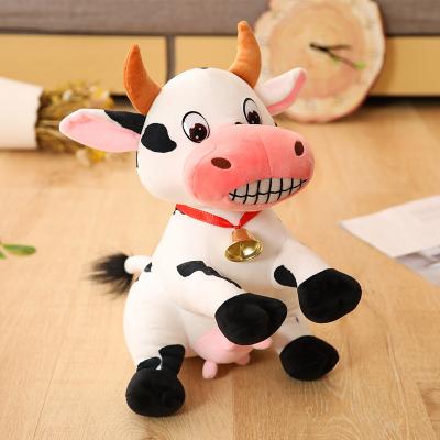 China Creative Cute Cow Mascot Doll Stuffed Animal Doll Plush Toy Children Small Bell Cow Pillow Can Be Wholesale Customized for sale