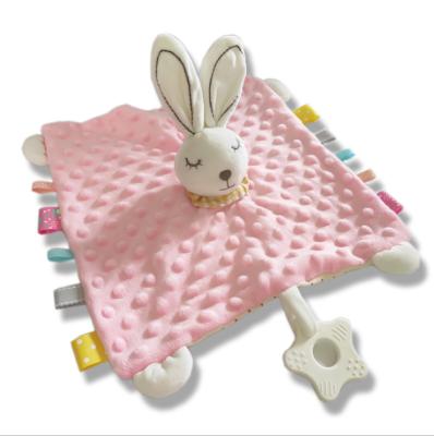 China Toy Baby Plush Soft Minky Cloth Baby Quilt Covering Teether for sale